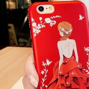 Luxury Bling Rhinestones Red Dress iphone Case